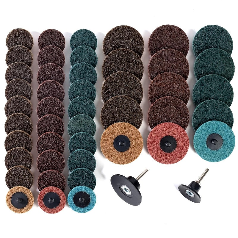 Shawya 2 and 3 Inch Ssanding Disc 47Pcs Assorted Quick Change Sanding Discs Set with 1/4" Shank Holder Die Grinder Sanding Disc Surface Conditioning Discs for Burr Finish Rust Paint Removal - Image 1